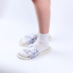 Dép quai ngang da bò In Hình Xứ Jouy HISHOO U112