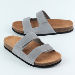 Dép đế trấu birken quai ngang xé dán da lộn HISHOO R105