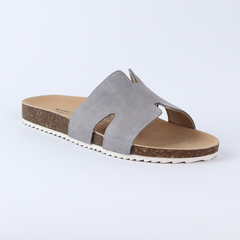 Dép đế trấu birken quai ngang chữ H da lộn HISHOO R095