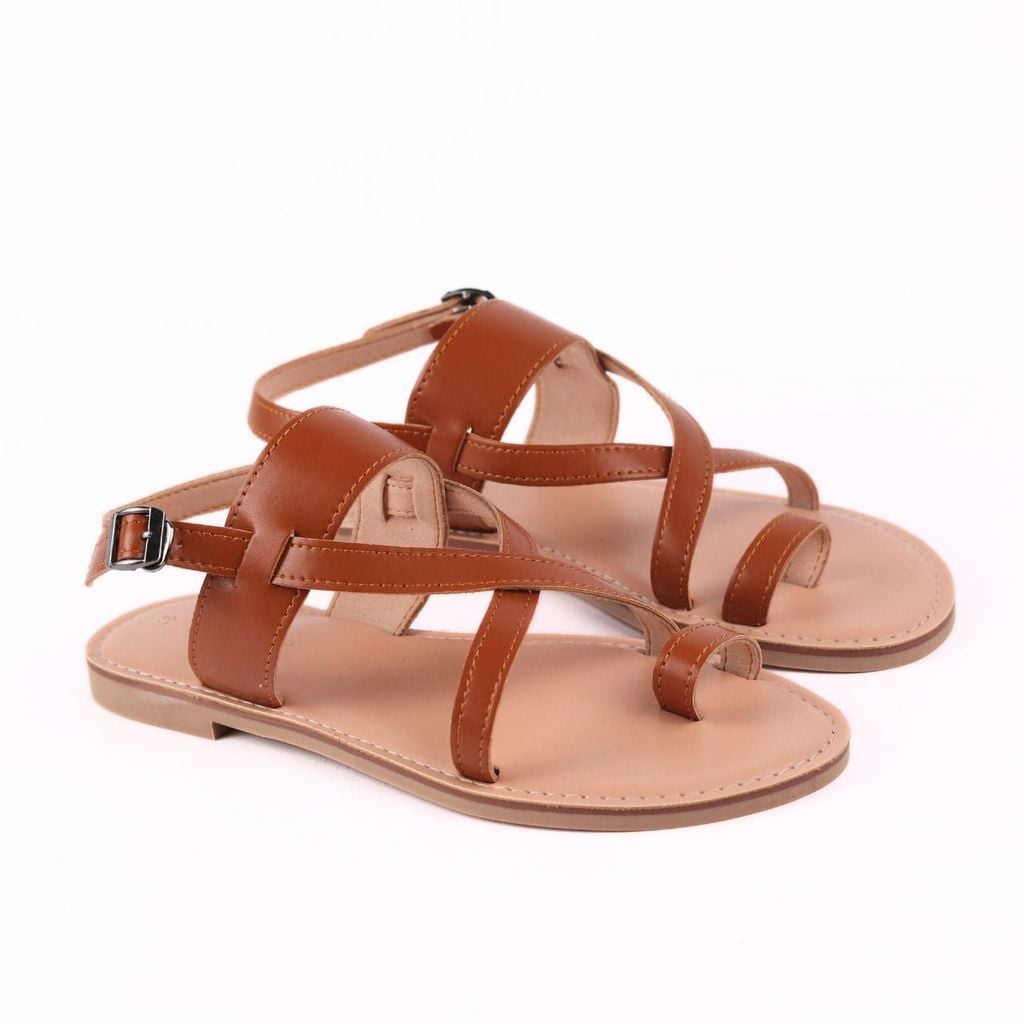 Giày Sandal Nữ Đế Bệt Quai Chéo Dây Mảnh Hishoo S057