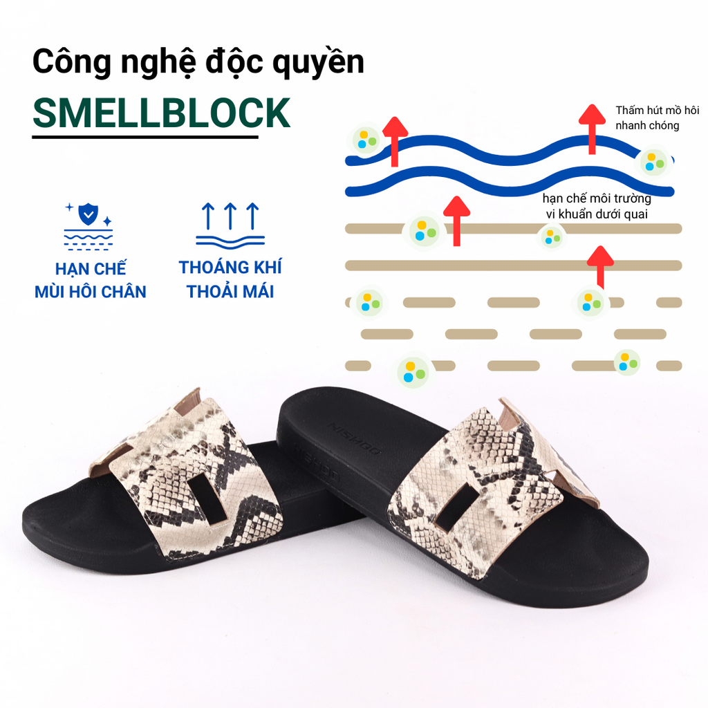 Dép quai ngang Da Rắn Chữ H HISHOO U114