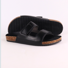 Dép đế trấu birken quai ngang xé dán MẶT ĐEN HISHOO S105