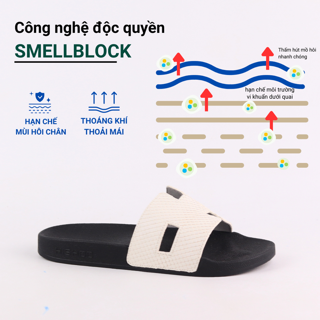 Dép quai ngang Da Vẩy Rồng CHỮ H HISHOO U114