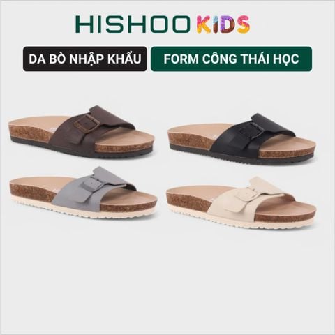 Dép đế trấu birken bé trai bé gái 1 khoá premium HISHOO B113