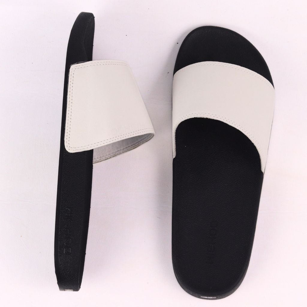 Dép quai ngang da bò Trắng HISHOO U114