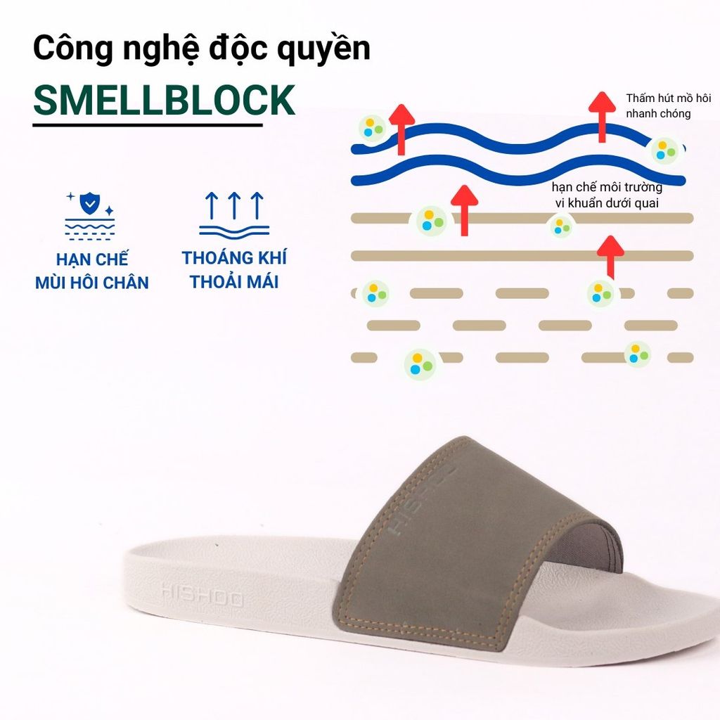 Dép quai ngang Nubuck Xanh rêu HISHOO U111