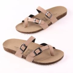 Dép đế trấu birken xỏ ngón 2 khoá da lộn HISHOO R098