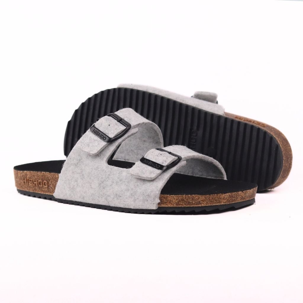 Dép đế trấu birken quai ngang 2 khoá vải dạ S093