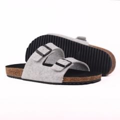 Dép đế trấu birken quai ngang 2 khoá vải dạ S093