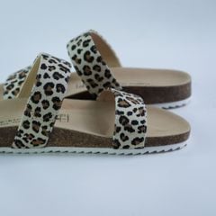 Dép đế trấu birken 2 quai ngang vải canvas HISHOO S112