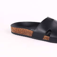 Dép đế trấu birken quai ngang chữ H MẶT ĐEN HISHOO S095