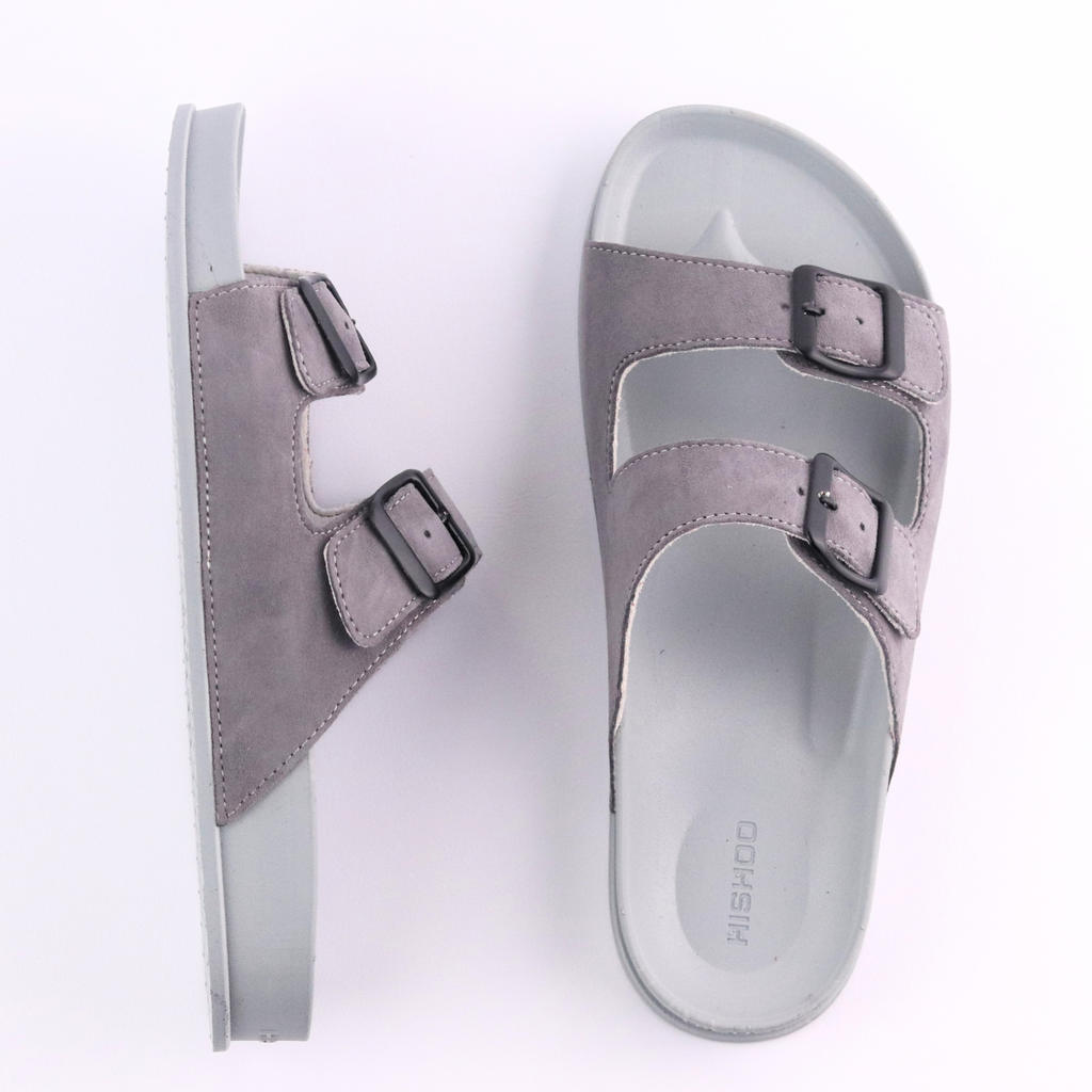 Dép quai ngang Da Nubuck 2 Khoá HISHOO D111