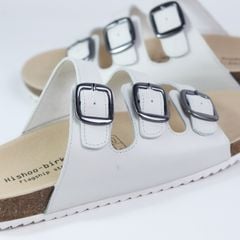 Dép đế trấu birken quai ngang 3 khoá da bò HISHOO M092