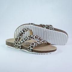 Dép đế trấu birken 3 quai ngang vải canvas HISHOO S112