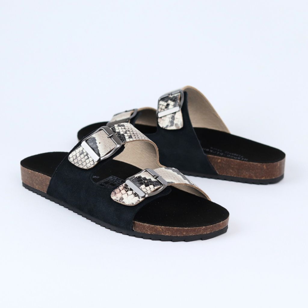 Dép đế trấu birken Da hiếm 2 khoá Hishoo M107