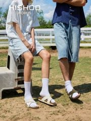 Dép đế trấu birken quai ngang chéo premium HISHOO B096