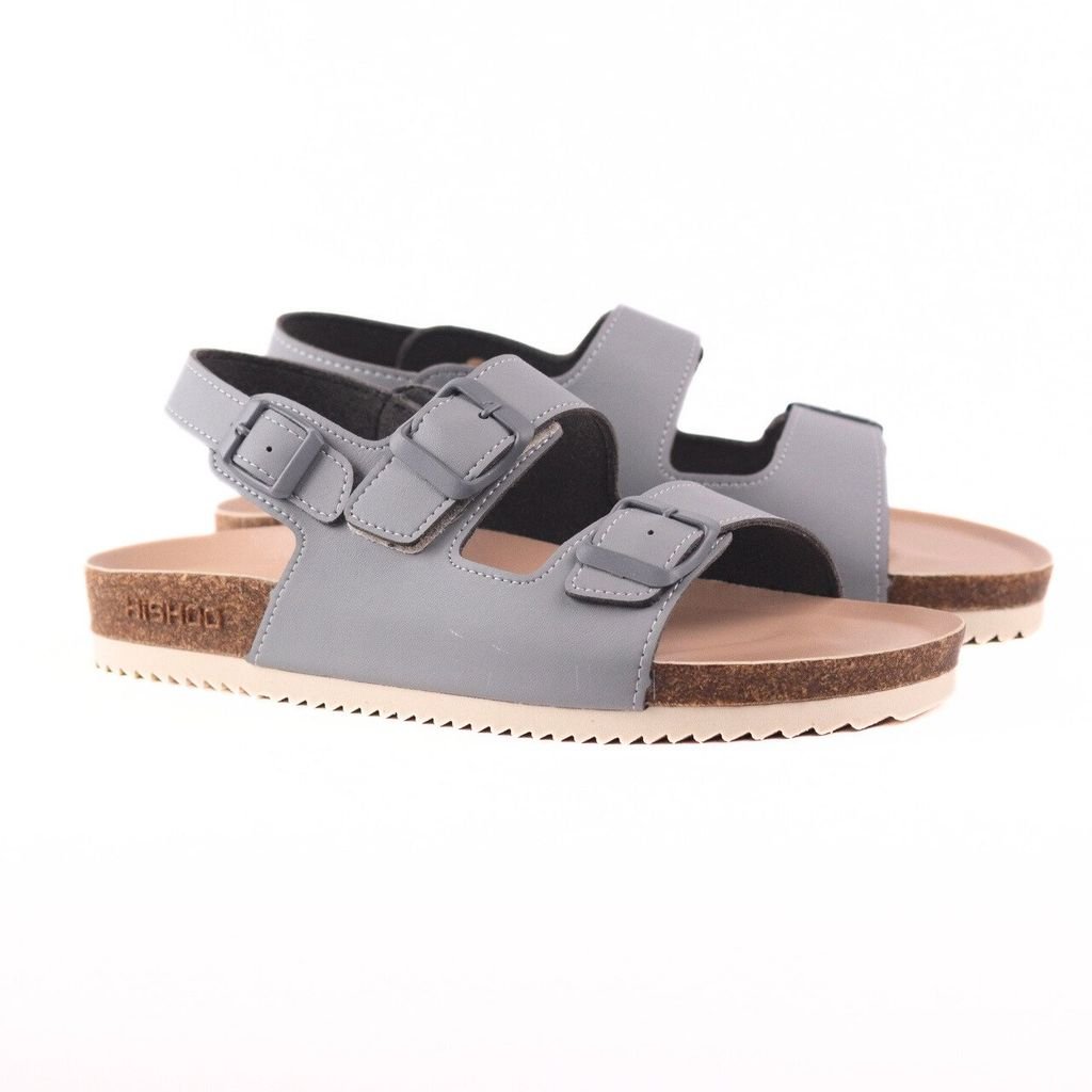 Dép đế trấu sandal birken bé trai bé gái quai ngang 2 khoá premium HISHOO B102