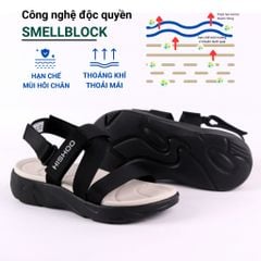 Giày Đi Học Sandal Đế Đen Mặt Trắng Quai Dù HISHOO F003