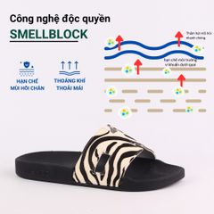 Dép quai ngang Da Ngựa Vằn Cowhide CHỮ H HISHOO U114