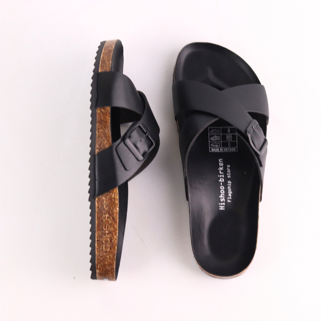 Dép đế trấu birken quai ngang chéo [CÓ KHOÁ] HISHOO S096