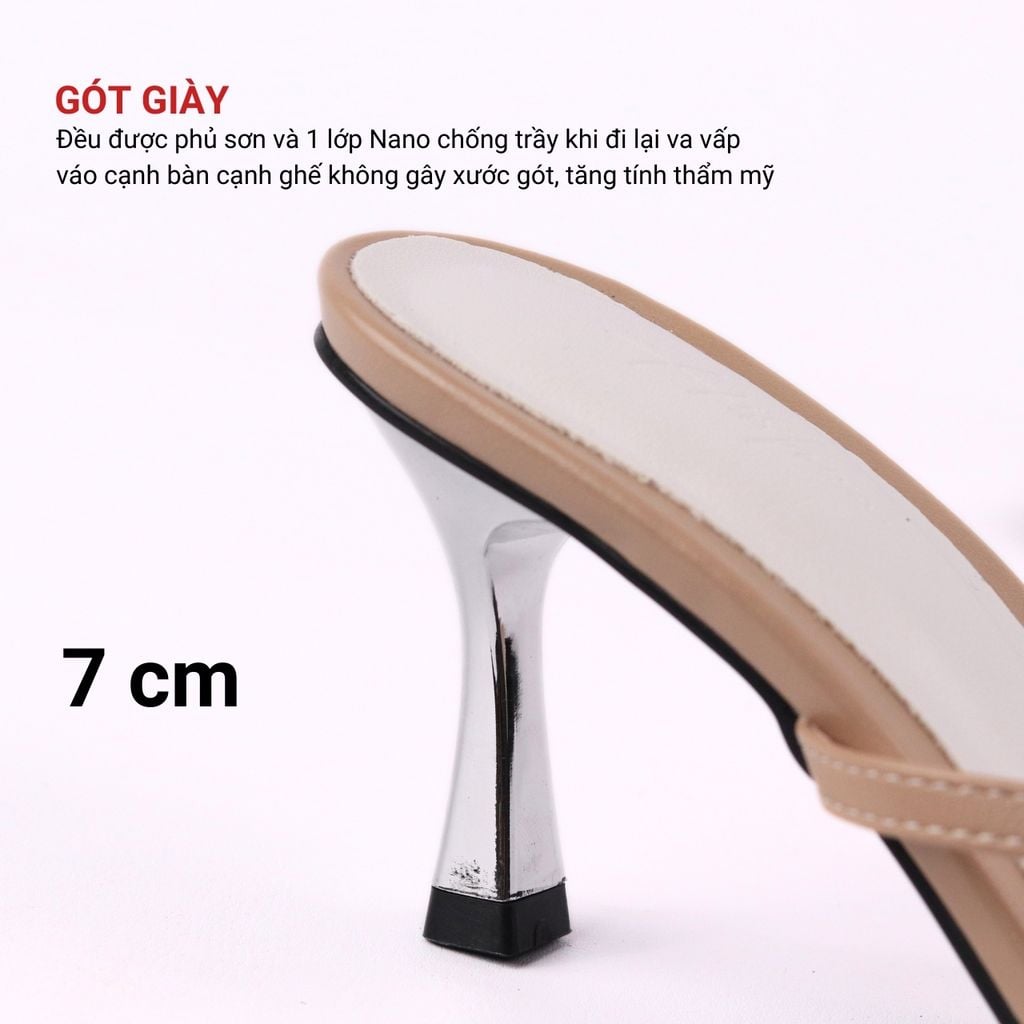 Giày Cao Gót Cao 7cm Quai Mảnh Hishoo S016