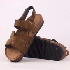 Dép đế trấu birken bé trai bé gái sandal Chữ H da lộn premium HISHOO H115
