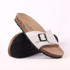 Dép đế trấu birken quai ngang 1 khoá da bò HISHOO M113