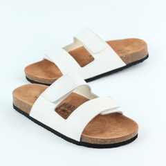 Dép đế trấu birken quai ngang xé dán da bò HISHOO M105