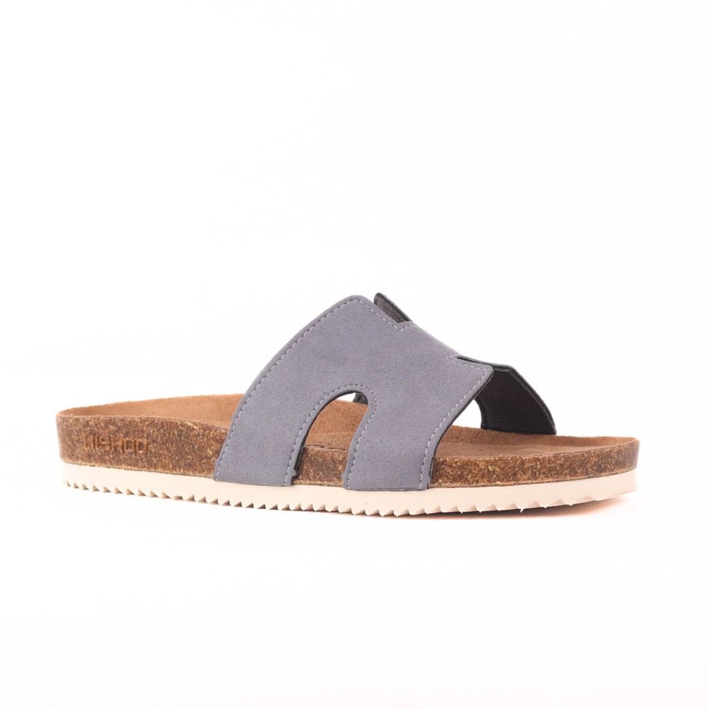 Dép đế trấu birken Chữ H da lộn premium HISHOO H095