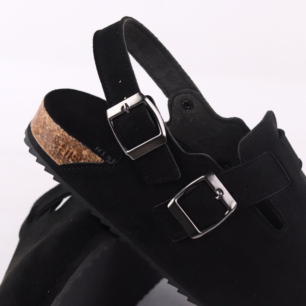 Dép đế trấu Sandal sục Boston Sandal quai ngang da lộn HISHOO R111