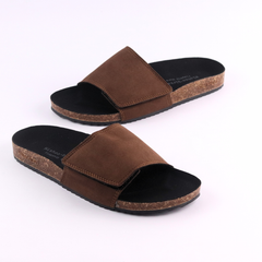 Dép đế trấu birken quai ngang Xé Dán da lộn HISHOO R103