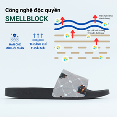 Dép quai ngang da bò lộn Bò+Xám Gấu Bí Lù Monogram HISHOO U113