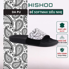 Dép quai ngang da bò Xé dán Bandana Trắng HISHOO U115