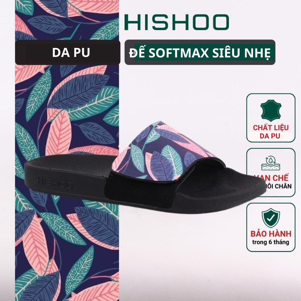 Dép quai ngang da bò Xé dán Tropical Lá Cây HISHOO U115