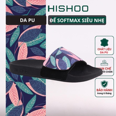 Dép quai ngang da bò Xé dán Tropical Lá Cây HISHOO U115