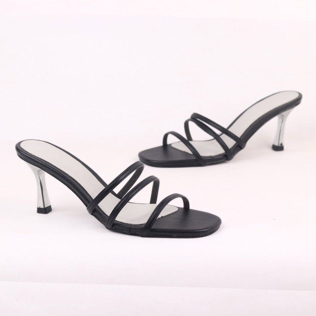 Giày Cao Gót 7cm Nữ Mũi Tròn Quai Mảnh Hishoo S072