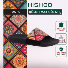 Dép quai ngang da bò Xé dán Gạch Bông HISHOO U115