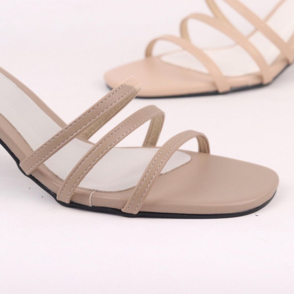 Giày Cao Gót 7cm Nữ Mũi Tròn Quai Mảnh Hishoo S072