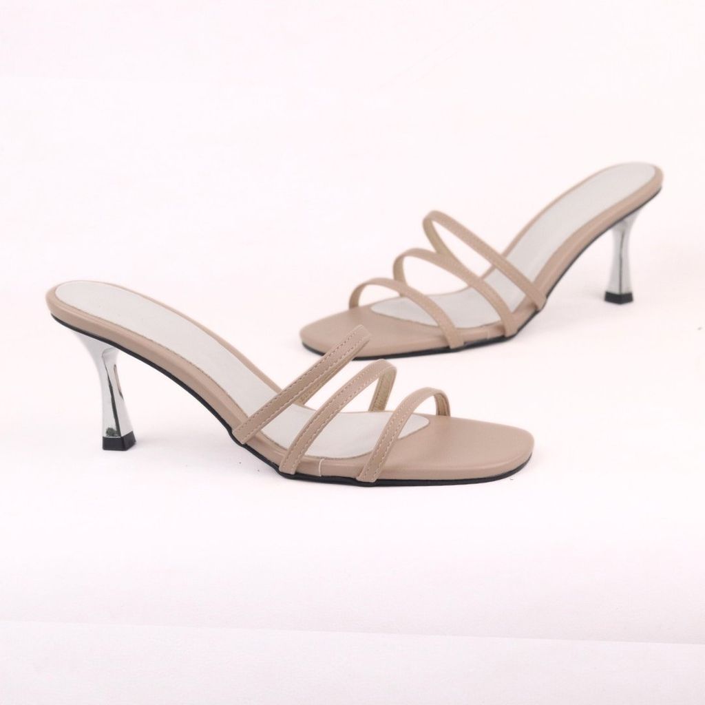 Giày Cao Gót 7cm Nữ Mũi Tròn Quai Mảnh Hishoo S072