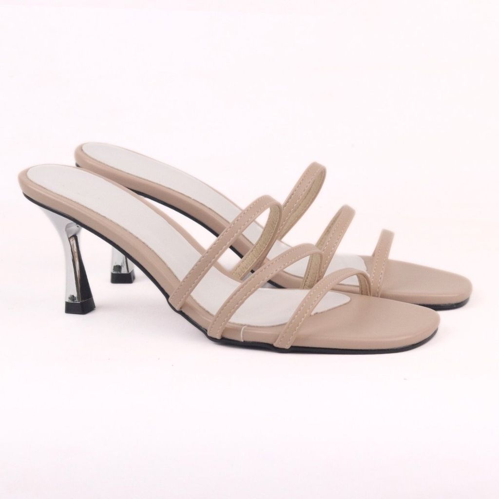 Giày Cao Gót 7cm Nữ Mũi Tròn Quai Mảnh Hishoo S072