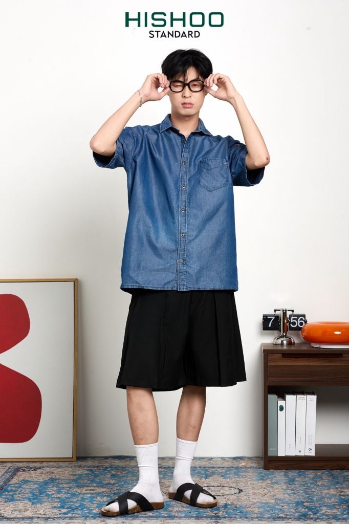 Dép đế trấu birken quai ngang chéo MẶT ĐEN HISHOO S096