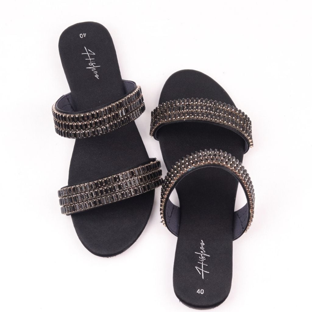 Dép Lê Nữ Đế Bệt Quai Ngang Đính đá 2 quai có Bigsize HISHOO S151