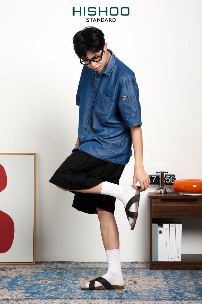 Dép đế trấu birken quai ngang chéo MẶT ĐEN HISHOO S096