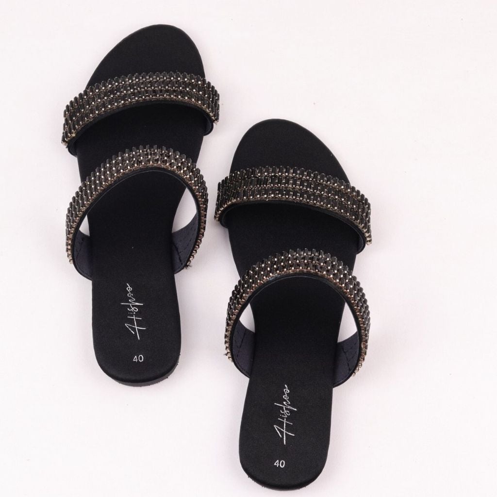 Dép Lê Nữ Đế Bệt Quai Ngang Đính đá 2 quai có Bigsize HISHOO S151