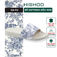 Dép quai ngang da bò In Hình Xứ Jouy HISHOO U112