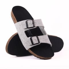 Dép đế trấu birken quai ngang 2 khoá vải dạ S093