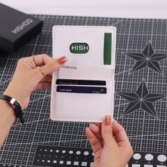 Ví Da Dáng Đứng Nam Nữ Đựng Thẻ [TRẮNG] Alpha Da Bò Phụ Kiện Hishoo V004