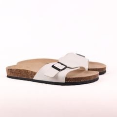 Dép đế trấu birken quai ngang 1 khoá da bò HISHOO M113