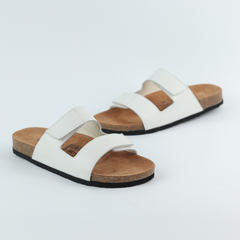Dép đế trấu birken quai ngang xé dán da bò HISHOO M105