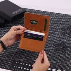 Ví Da Dáng Đứng Nam Nữ Đựng Thẻ [BÒ] Alpha Da Bò Phụ Kiện Hishoo V004